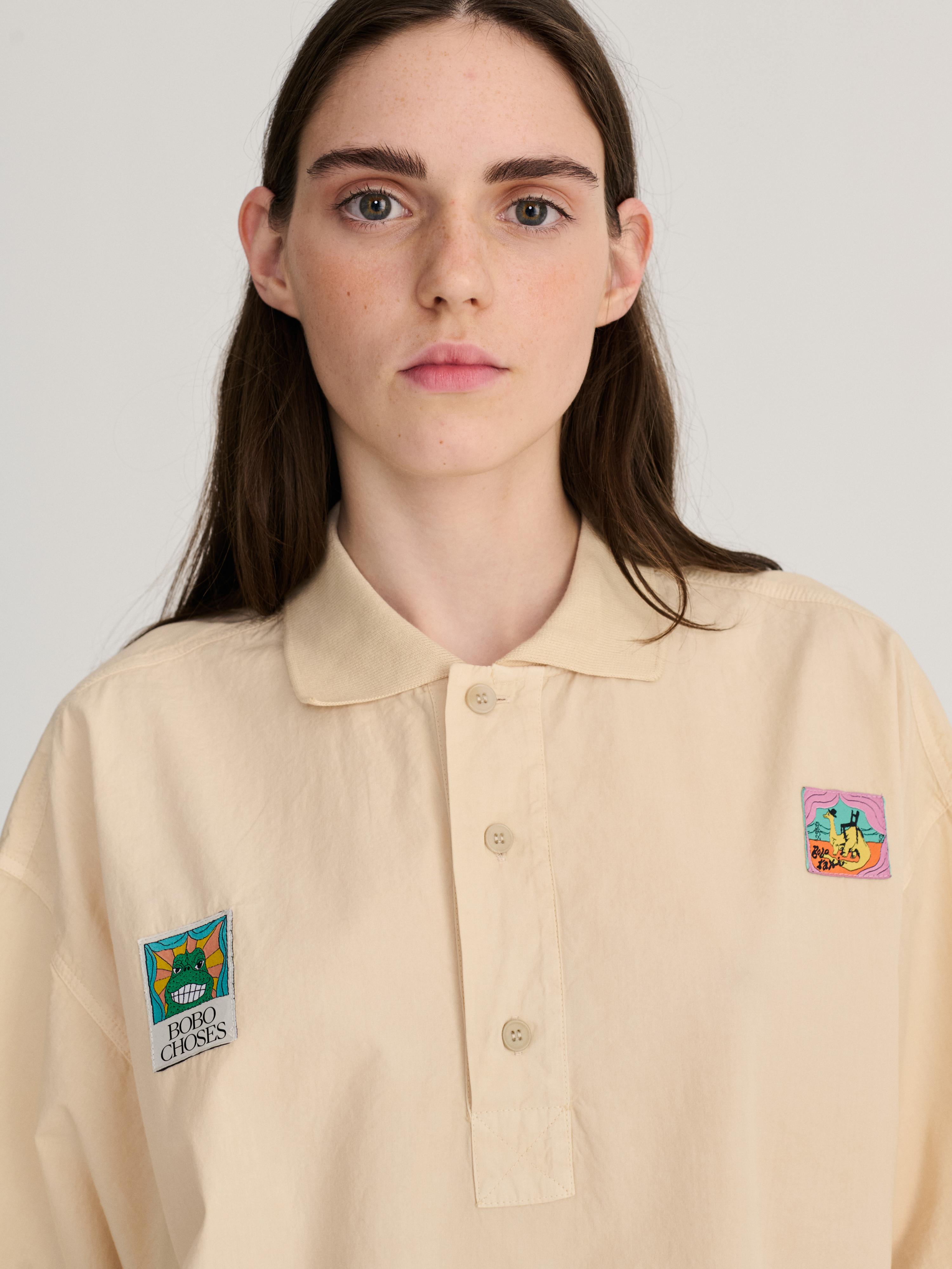Bobo Choses Labelled Oversized Polo Shirt Damen off white weiß